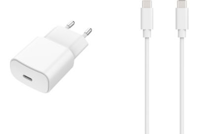 Chargeur secteur ESSENTIELB chargeur 20W + cable USB-C / USB-C blanc