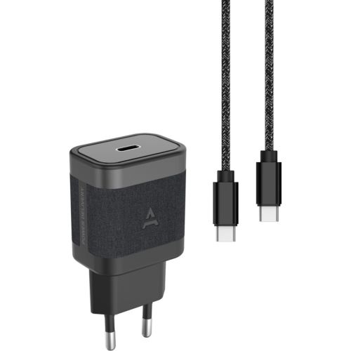 Chargeur secteur ADEQWAT Chargeur 30W + cable USB-C /USB-C noir