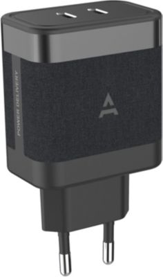 ADEQWAT Chargeur USB C Chargeur USB C x2 65W +Cable USB-C Noir pas cher 