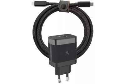 Chargeur USB C ADEQWAT Chargeur USB C x2 65W +Cable USB-C Noir
