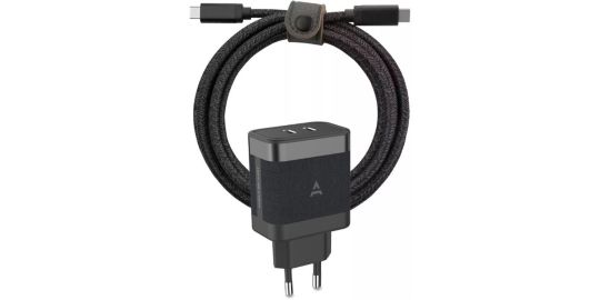 Chargeur USB C ADEQWAT Chargeur USB C x2 65W +Cable USB-C Noir