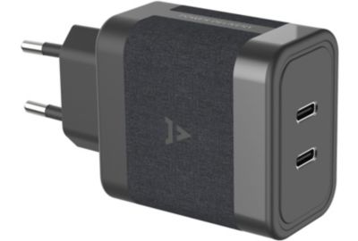 Chargeur USB C ADEQWAT Chargeur USB C x2 65W +Cable USB-C Noir