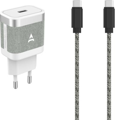 Chargeur secteur ADEQWAT 30W + cable USB-C / USB-C