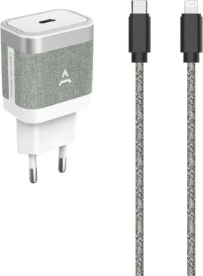 Chargeur secteur ADEQWAT 30W + cable USB-C / Ligthning