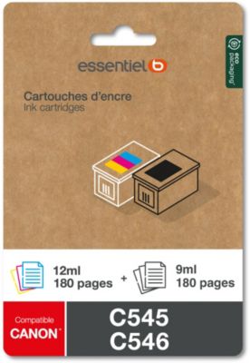 Cartouche d'encre ESSENTIELB C545/C546 Noir + 3 Couleurs