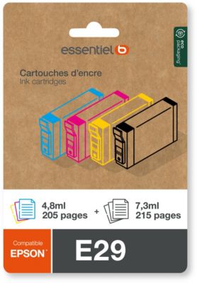 Cartouche D'Encre Essentielb E29 Noir + 3 Couleurs