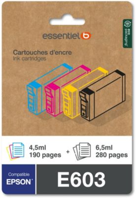 Cartouche d'encre ESSENTIELB E603 Noir + 3 couleurs