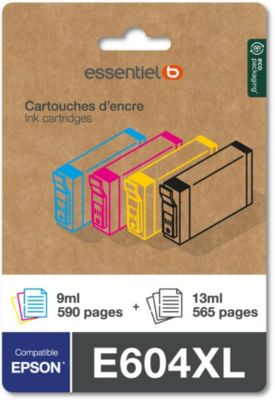 Cartouche d'encre ESSENTIELB E604 XL Noire + 3 couleurs