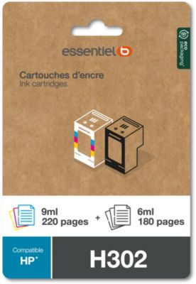 Cartouche d'encre ESSENTIELB H302 Noir + 3 couleurs