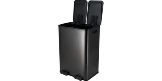Poubelle tri sélectif MIOGO 60L inox noir