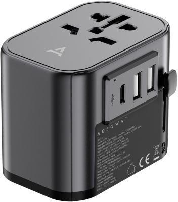 Adaptateur de voyage ADEQWAT Universel EU UK US AUS ASIA 30W