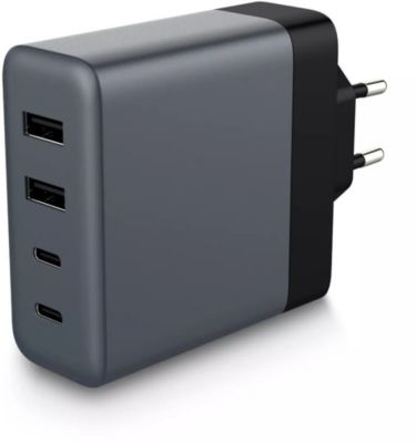 Chargeur secteur ADEQWAT 100W 2 USB-A + 2 USB-C Noir