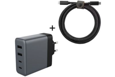 Chargeur secteur ADEQWAT 100W 2 USB-A + 2 USB-C Noir