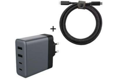 Chargeur secteur ADEQWAT 100W 2 USB-A + 2 USB-C + Cable USB-C