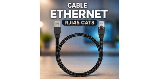 Câble Ethernet ADEQWAT 5M Droit CAT8 noir