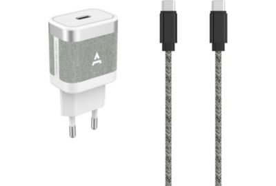 Chargeur + câble ADEQWAT USB-C 30W + Câble USB-C 1M Blanc