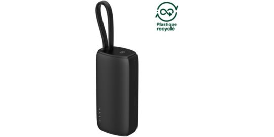 Batterie externe ESSENTIELB 5 000 mAh avec cable USB-C intégré