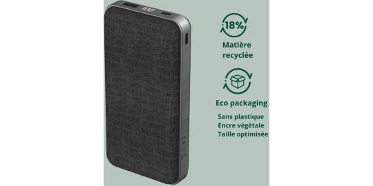 Batterie externe ADEQWAT 20 000 mAh Power Delivery noir
