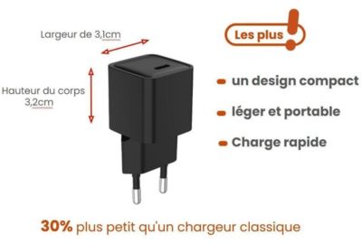 Chargeur secteur ESSENTIELB USB-C 30 W Noir