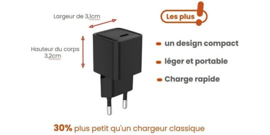 Chargeur secteur ESSENTIELB USB-C 30 W Noir