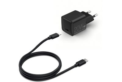 Chargeur + câble ESSENTIELB USB-C 20W + Câble USB-C 1M Noir