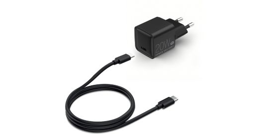 Chargeur + câble ESSENTIELB USB-C 20W + Câble USB-C 1M Noir