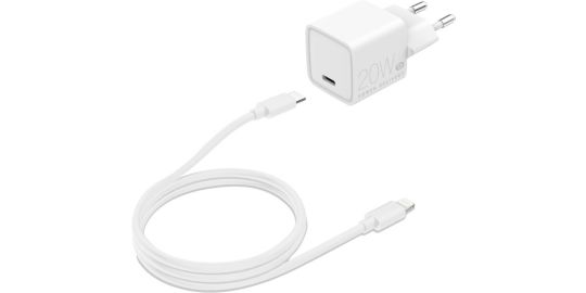 Chargeur + câble ESSENTIELB USB-C 20W + Câble lightning Blanc