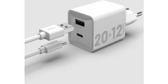 Chargeur ESSENTIELB USB-A + USB-C 32W Blanc