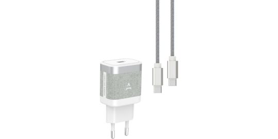 Chargeur + câble ADEQWAT USB-C 35W + Câble USB-C 1M Blanc