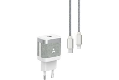 Chargeur + câble ADEQWAT USB-C 35W + Câble lightning 1M Noir