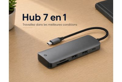 Hub USB C ESSENTIELB 7 en 1 2 USB-A + 3 USB-C + 2 ports SD