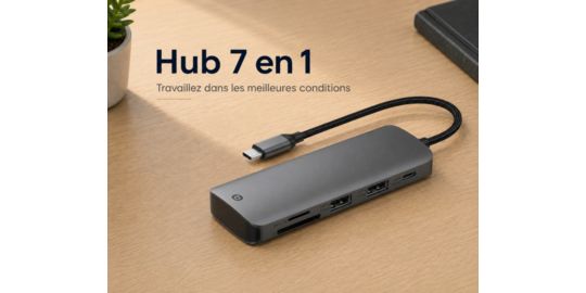 Hub USB C ESSENTIELB 7 en 1 2 USB-A + 3 USB-C + 2 ports SD
