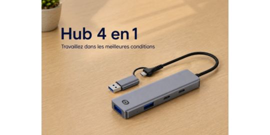 Hub ESSENTIELB 4 en 1 x2 USB-A + x2 USB-C