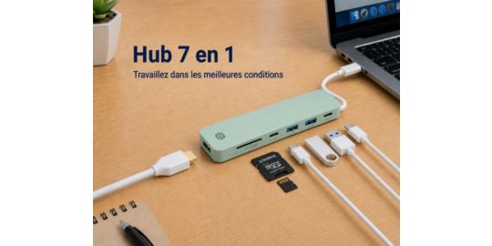 Hub ESSENTIELB 7 en 1 Vert