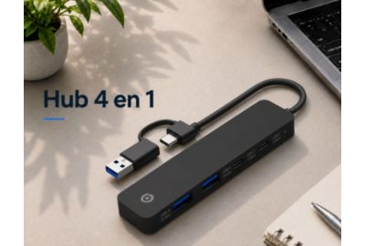 Hub USB C ESSENTIELB USB-C 4 en 1 Noir  - Vr