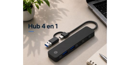 Hub USB C ESSENTIELB USB-C 4 en 1 Noir  - Vr