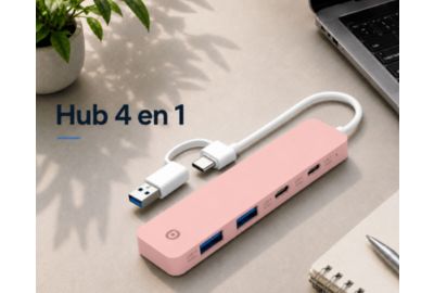 Hub USB C ESSENTIELB USB-C 4 en 1 Rose - Vr