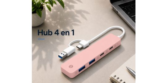Hub USB C ESSENTIELB USB-C 4 en 1 Rose - Vr