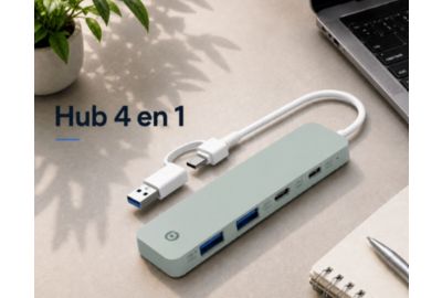 Hub USB C ESSENTIELB 4 en 1 Vert -Vr