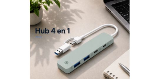 Hub USB C ESSENTIELB 4 en 1 Vert -Vr
