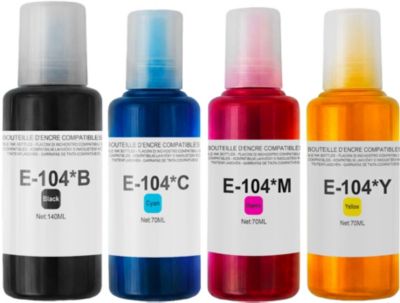Cartouche d'encre ESSENTIELB Eco tank 104 B/C/Y/M