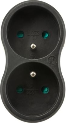 Multiprise ESSENTIELB biplite en bioplastique noire