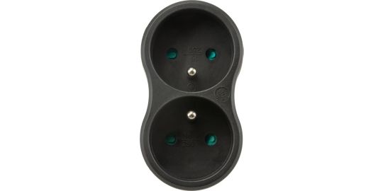 Multiprise ESSENTIELB biplite en bioplastique noire