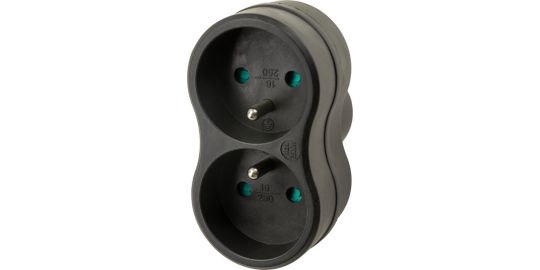 Multiprise ESSENTIELB biplite en bioplastique noire