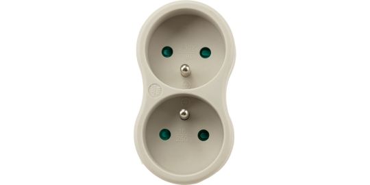 Multiprise ESSENTIELB biplite en bioplastique blanc