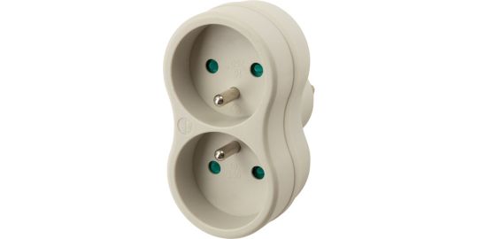 Multiprise ESSENTIELB biplite en bioplastique blanc