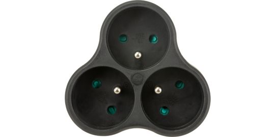 Multiprise ESSENTIELB triplite en bioplastique noir