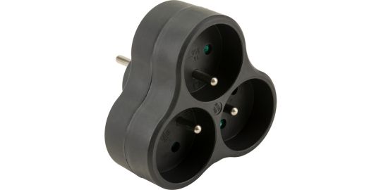 Multiprise ESSENTIELB triplite en bioplastique noir