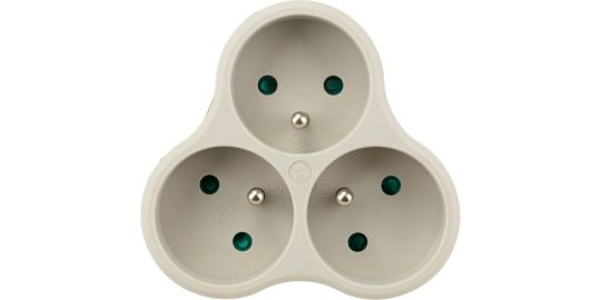 Multiprise ESSENTIELB triplite en bioplastique blanc