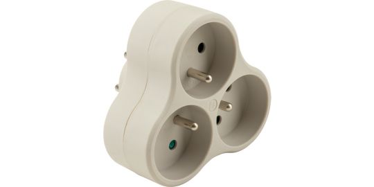 Multiprise ESSENTIELB triplite en bioplastique blanc